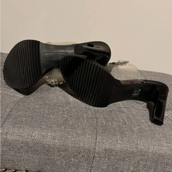 Karl Lagerfeld Black and Silver Crystal Sandals - Picture 5 of 5